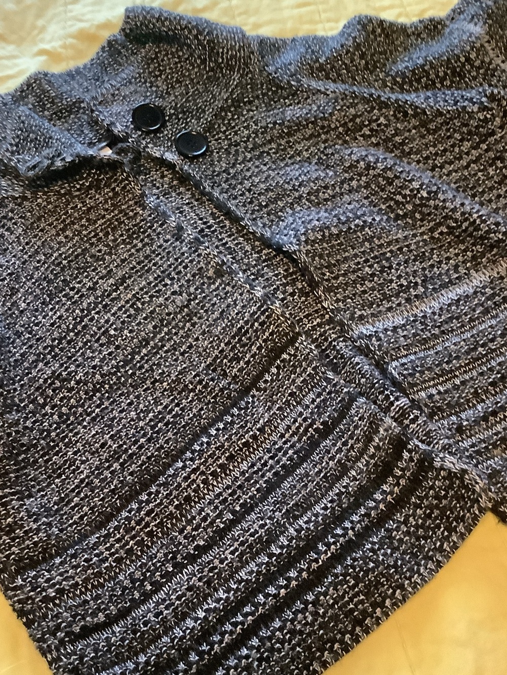 Women's navy & white Knit Button-Front cropped sweater